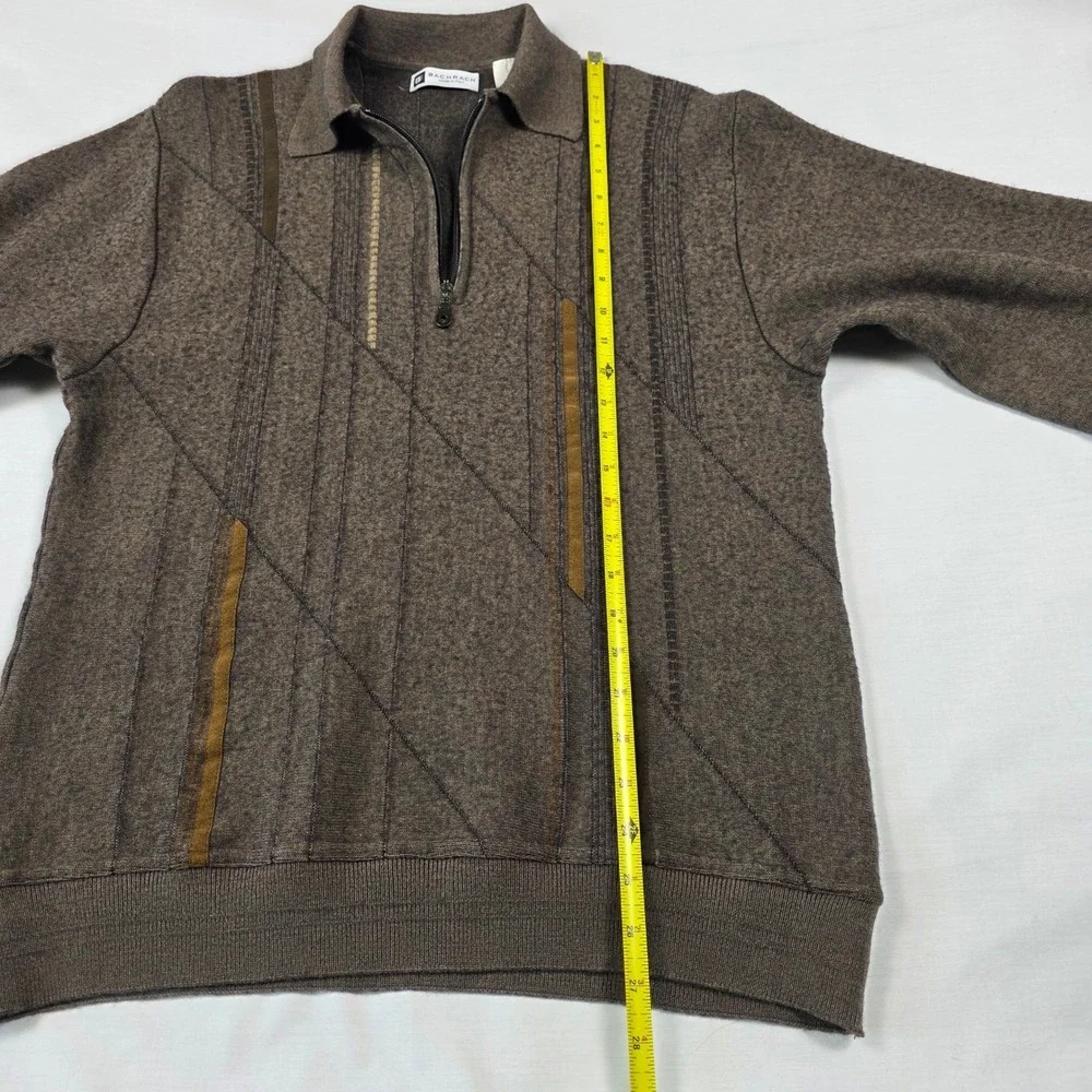 VTG Bachrach Wool Quarter Zip Pullover Sweater Mens Large Coogi Style Italy Made